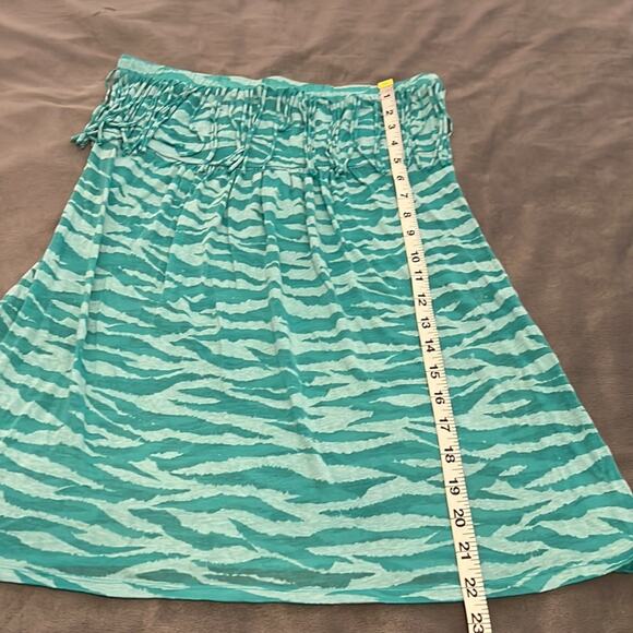 Bongo Juniors Size L Green Print Strapless Swim Coverup Fringe Beach - Picture 8 of 9